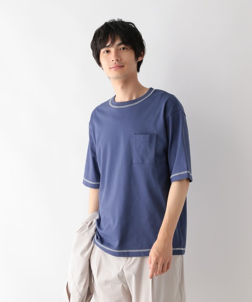 GLOBAL WORK（グローバルワーク）の「フローズンTシャツ/ステッチ/575776（Tシャツ/カットソー・メンズ・ブルー/グレイッシュベージュ/ホワイト/ブラック・LARGE/SMALL/X-LARGE/MEDIUM）」の22枚目の写真