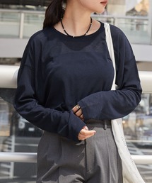 STONE  ネイビー 長袖カットソー Tシャツ/カットソー（ブルー・ネイビー/青色系・長袖