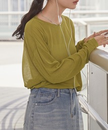 Tシャツ/カットソー（グリーン・カーキ/緑色系・長袖）ファッション