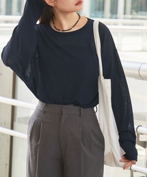 Tシャツ/カットソー（ブルー・ネイビー/青色系・長袖）ファッション