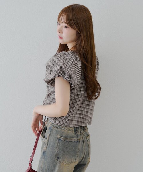 Another Branch olive des olive（アナザーブランチオリーブデオリーブ）の「WZIPドロストブラウス（Tシャツ/カットソー・レディース・ストライプ/ブラック系その他/ブラウン系その他・FREE）」の7枚目の写真