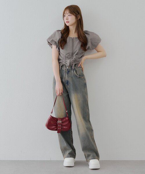 Another Branch olive des olive（アナザーブランチオリーブデオリーブ）の「WZIPドロストブラウス（Tシャツ/カットソー・レディース・ストライプ/ブラック系その他/ブラウン系その他・FREE）」の8枚目の写真