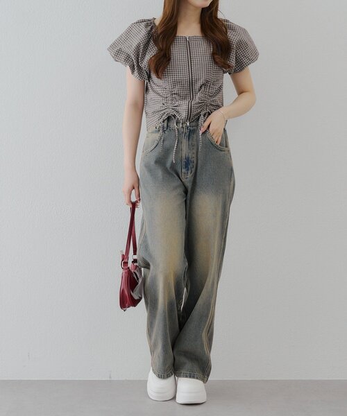 Another Branch olive des olive（アナザーブランチオリーブデオリーブ）の「WZIPドロストブラウス（Tシャツ/カットソー・レディース・ストライプ/ブラック系その他/ブラウン系その他・FREE）」の9枚目の写真