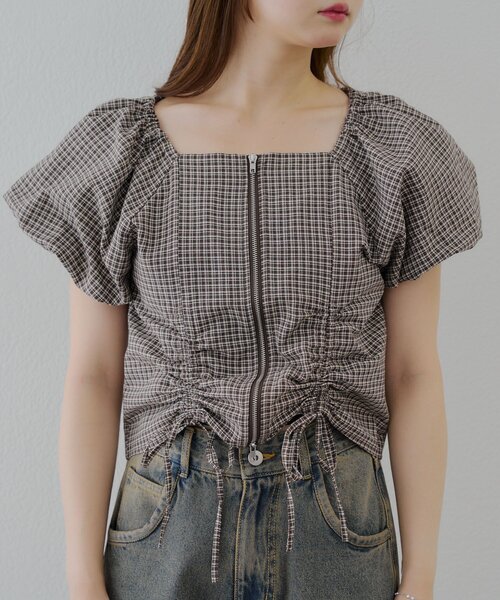 Another Branch olive des olive（アナザーブランチオリーブデオリーブ）の「WZIPドロストブラウス（Tシャツ/カットソー・レディース・ストライプ/ブラック系その他/ブラウン系その他・FREE）」の13枚目の写真