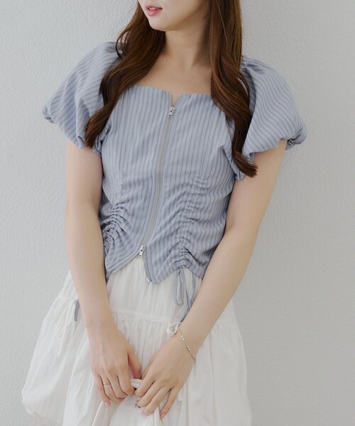 Another Branch olive des olive（アナザーブランチオリーブデオリーブ）の「WZIPドロストブラウス（Tシャツ/カットソー・レディース・ストライプ/ブラック系その他/ブラウン系その他・FREE）」の20枚目の写真