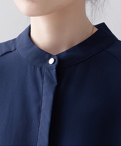 Beststore(ベストストア)の「ふんわり シフォンシャツブラウス フリル袖 バンドカラー 前開き 薄手(シャツ/ブラウス・レディース・ネイビー/ホワイト/グリーン系その他・M/L)」の21枚目の写真