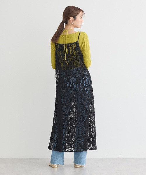 earth music&ecology（アースミュージックアンドエコロジー）の「起毛レースレイヤードキャミワンピース（ワンピース・レディース・ブラック/アイボリー・FREE）」の14枚目の写真