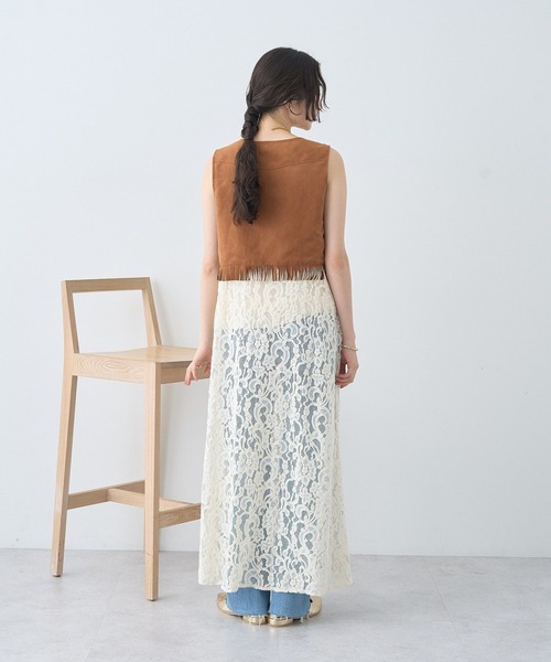 earth music&ecology（アースミュージックアンドエコロジー）の「起毛レースレイヤードキャミワンピース（ワンピース・レディース・ブラック/アイボリー・FREE）」の9枚目の写真