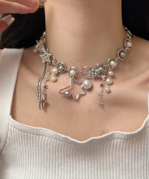 HALEY PESCA（ヘーリーペスカ）の「HALEY PESCA/スター×パール　ボリュームネックレス（ネックレス・レディース・シルバー・FREE）」の5枚目の写真