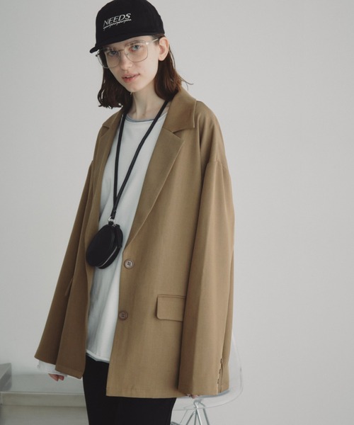 Auntie Rosa Holiday（アンティローザホリデー）の「オーバーサイズテーラードジャケット / セットアップ対応（テーラードジャケット・レディース・ネイビー/ブラウン/ブラック/ベージュ/グレー・FREE）」の4枚目の写真