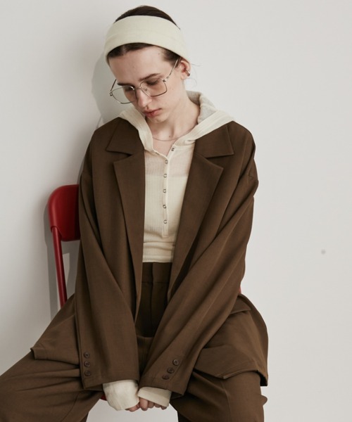 Auntie Rosa Holiday（アンティローザホリデー）の「オーバーサイズテーラードジャケット / セットアップ対応（テーラードジャケット・レディース・ネイビー/ブラウン/ブラック/ベージュ/グレー・FREE）」の8枚目の写真