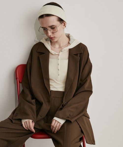 Auntie Rosa Holiday（アンティローザホリデー）の「オーバーサイズテーラードジャケット / セットアップ対応（テーラードジャケット・レディース・ネイビー/ブラウン/ブラック/ベージュ/グレー・FREE）」の9枚目の写真