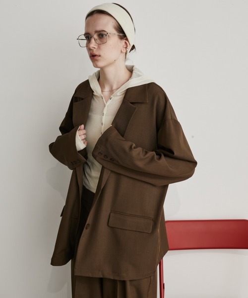 Auntie Rosa Holiday（アンティローザホリデー）の「オーバーサイズテーラードジャケット / セットアップ対応（テーラードジャケット・レディース・ネイビー/ブラウン/ブラック/ベージュ/グレー・FREE）」の11枚目の写真