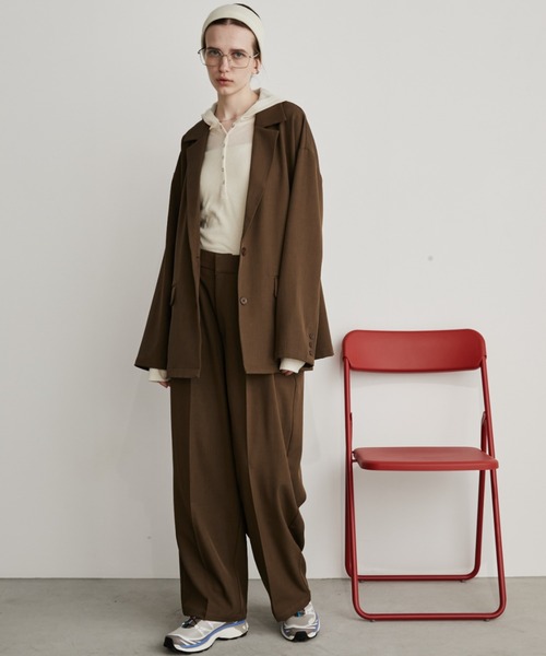 Auntie Rosa Holiday（アンティローザホリデー）の「オーバーサイズテーラードジャケット / セットアップ対応（テーラードジャケット・レディース・ネイビー/ブラウン/ブラック/ベージュ/グレー・FREE）」の12枚目の写真