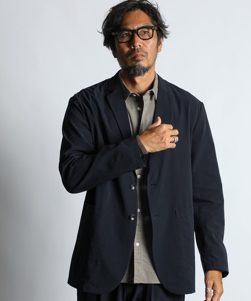The DUFFER of ST.GEORGE(ザダファーオブセントジョージ)の「SETUP DOT MESH JACKET:ドットメッシュ調 セットアップジャケット(テーラードジャケット・メンズ・ネイビー/チャコールグレー・X-LARGE/LARGE/MEDIUM)」の5枚目の写真