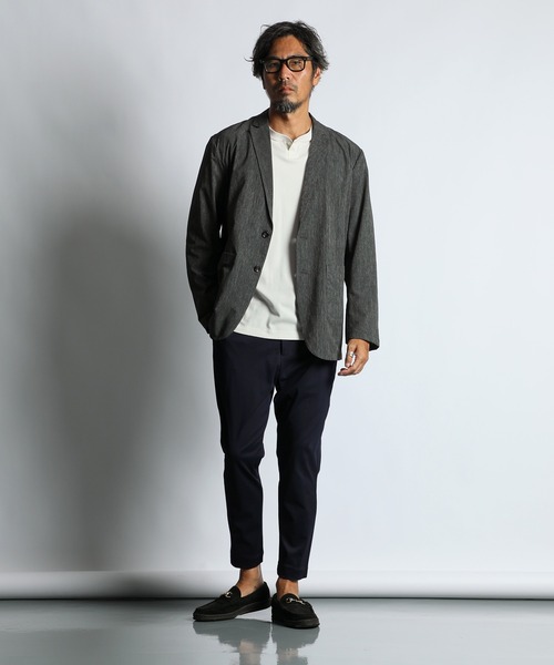 The DUFFER of ST.GEORGE(ザダファーオブセントジョージ)の「SETUP DOT MESH JACKET:ドットメッシュ調 セットアップジャケット(テーラードジャケット・メンズ・ネイビー/チャコールグレー・X-LARGE/LARGE/MEDIUM)」の4枚目の写真