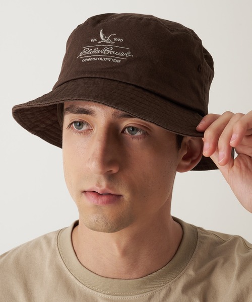 Eddie Bauer(エディーバウアー)の「コットンツイル ロゴ バケットハット(ハット・メンズ・ネイビー/ベージュ/ブラック/サファリグリーン/ブラウン/ピンク・F)」の8枚目の写真