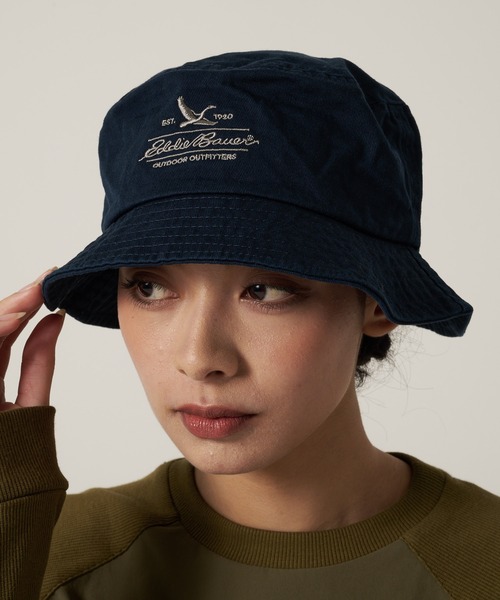 Eddie Bauer(エディーバウアー)の「コットンツイル ロゴ バケットハット(ハット・メンズ・ネイビー/ベージュ/ブラック/サファリグリーン/ブラウン/ピンク・F)」の10枚目の写真