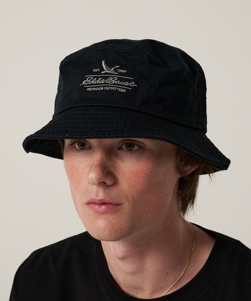 Eddie Bauer(エディーバウアー)の「コットンツイル ロゴ バケットハット(ハット・メンズ・ネイビー/ベージュ/ブラック/サファリグリーン/ブラウン/ピンク・F)」の11枚目の写真
