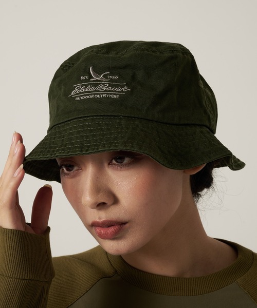 Eddie Bauer(エディーバウアー)の「コットンツイル ロゴ バケットハット(ハット・メンズ・ネイビー/ベージュ/ブラック/サファリグリーン/ブラウン/ピンク・F)」の14枚目の写真