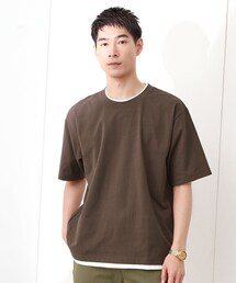 楊柳フェイクレイヤード半袖Tシャツ 【吸水速乾/毛玉になりにくい/洗濯機OK】