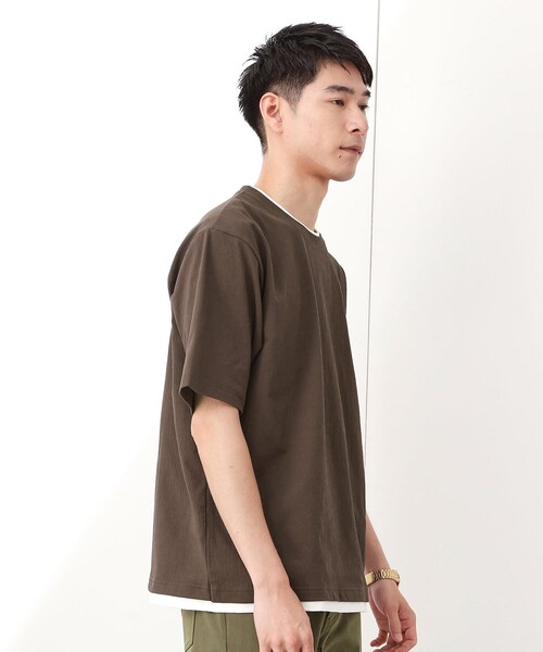 THE SHOP TK （ザ ショップ ティーケー ）の「楊柳フェイクレイヤード半袖Tシャツ 【吸水速乾/毛玉になりにくい/洗濯機OK】（Tシャツ/カットソー・メンズ・ブルー/チャコールグレー/ダークブラウン・04/03/02）」の10枚目の写真
