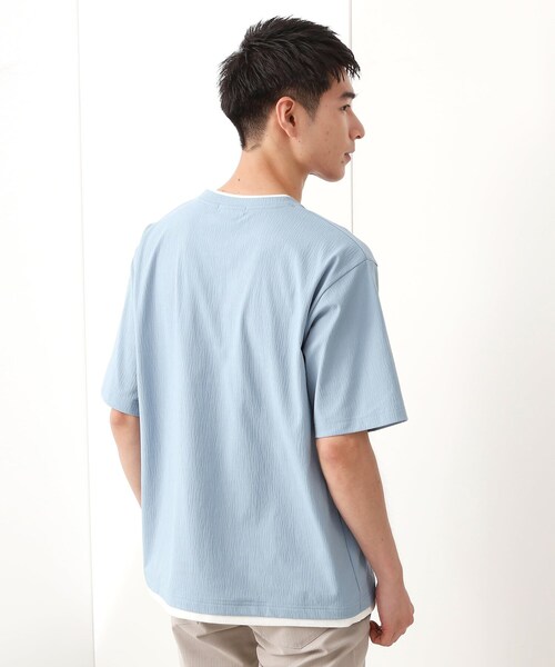 THE SHOP TK （ザ ショップ ティーケー ）の「楊柳フェイクレイヤード半袖Tシャツ 【吸水速乾/毛玉になりにくい/洗濯機OK】（Tシャツ/カットソー・メンズ・ブルー/チャコールグレー/ダークブラウン・04/03/02）」の14枚目の写真