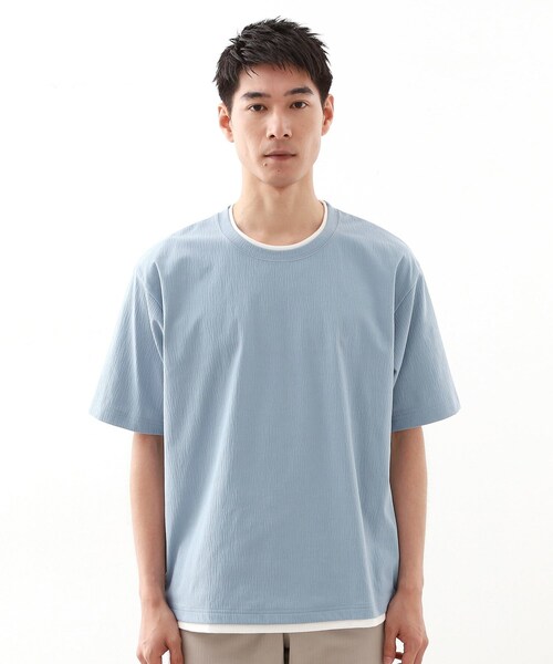 THE SHOP TK （ザ ショップ ティーケー ）の「楊柳フェイクレイヤード半袖Tシャツ 【吸水速乾/毛玉になりにくい/洗濯機OK】（Tシャツ/カットソー・メンズ・ブルー/チャコールグレー/ダークブラウン・04/03/02）」の17枚目の写真