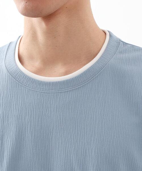 THE SHOP TK （ザ ショップ ティーケー ）の「楊柳フェイクレイヤード半袖Tシャツ 【吸水速乾/毛玉になりにくい/洗濯機OK】（Tシャツ/カットソー・メンズ・ブルー/チャコールグレー/ダークブラウン・04/03/02）」の20枚目の写真