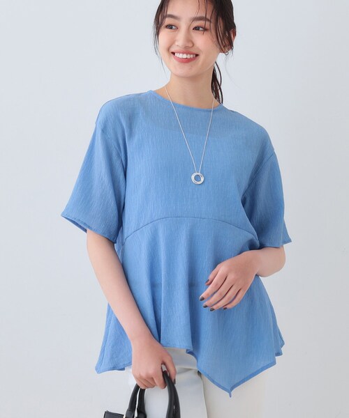 INDIVI(インディヴィ)の「【洗える】ペプラムトップス(Tシャツ/カットソー・レディース・サックスブルー/ブラック/オフホワイト・05/13/15 /38)」の3枚目の写真