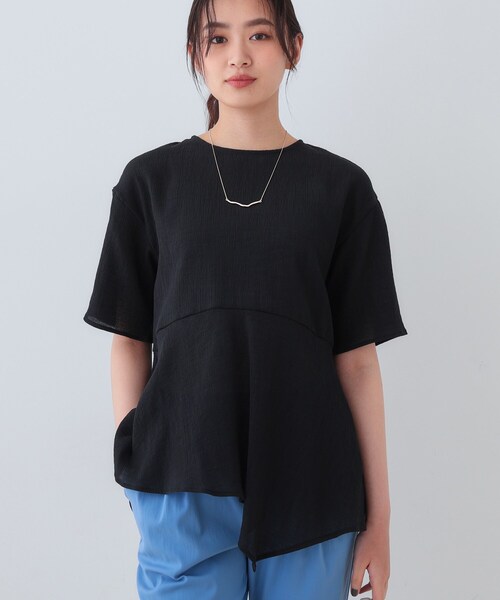 INDIVI(インディヴィ)の「【洗える】ペプラムトップス(Tシャツ/カットソー・レディース・サックスブルー/ブラック/オフホワイト・05/13/15 /38)」の2枚目の写真