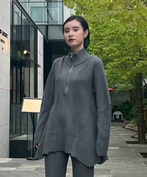 UN3D. | PIN TUCK HALF ZIP TOP / ピンタックハーフジップトップ(ニット/セーター)