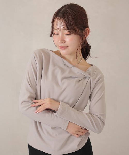 セール】ネック デザイン 長袖 トップス（Tシャツ/カットソー）｜Lace