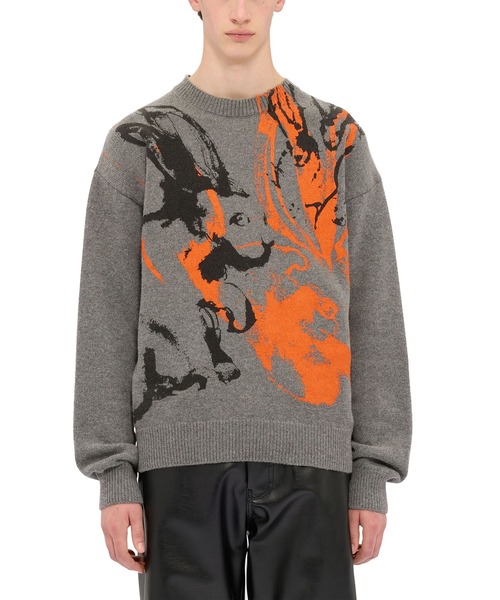 MSGM（エムエスジーエム）の「SKETCHED BUNNIES グラフィックニット（ニット/セーター・メンズ・グレー・M）」の2枚目の写真