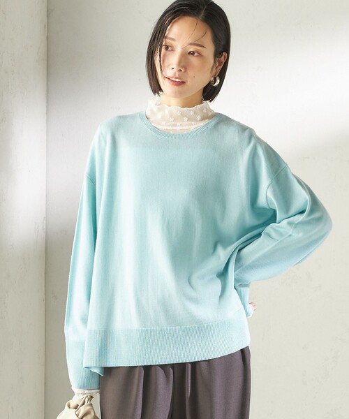 SHIPS(シップス)の「〈手洗い可能〉14G ウォッシャブル クルーネック ニット プルオーバー(ニット/セーター・レディース・ピンク/ネイビー/ブルー/グレー/オフホワイト/ライトブルー/クリーム・ONE SIZE)」の22枚目の写真