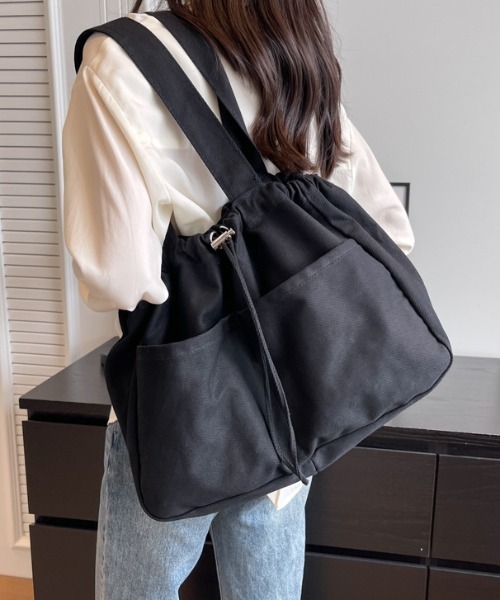 cammie(キャミー)の「ドローストリングビッグトートバッグ(トートバッグ・レディース・カーキ/アイボリー/ブラック/ブラウン/ダークグレー・F)」の12枚目の写真