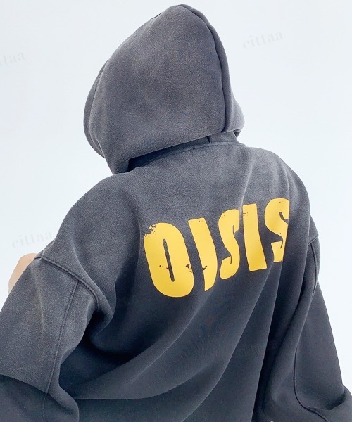 Dalfwin（ダールフィン）の「韓国ファッション OISISヴィンテージウォッシュロゴカラーフーディー（パーカー・レディース・イエロー/ブラック・FREE）」の15枚目の写真