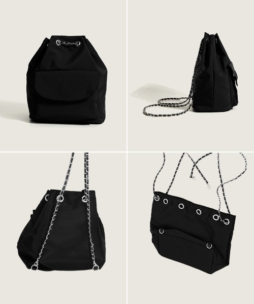Miniministore(ミニミニストア)の「巾着リュック ナイロンチェーンバッグ軽量(バックパック/リュック・レディース・ブラック・FREE)」の16枚目の写真