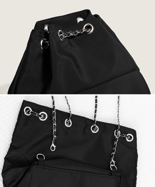 Miniministore(ミニミニストア)の「巾着リュック ナイロンチェーンバッグ軽量(バックパック/リュック・レディース・ブラック・FREE)」の18枚目の写真