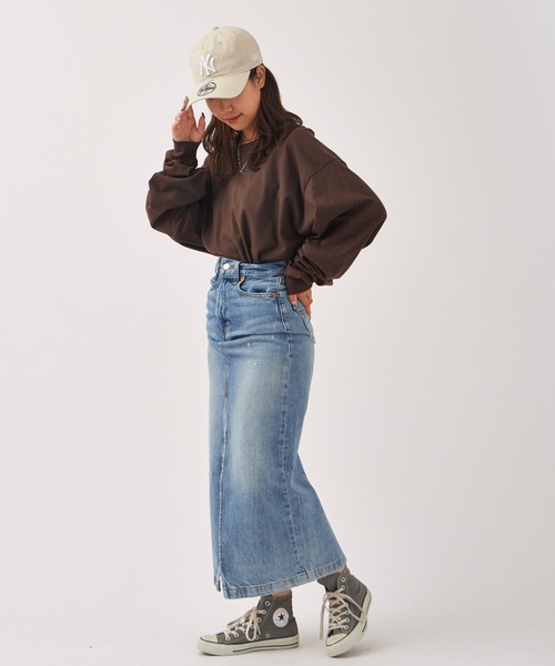 Calvin Klein(カルバン・クライン)の「Calvin Klein/カルバンクライン DENIM MAXI SKIRT SHORELINE CKパッチ デニムマキシスカート(デニムスカート・レディース・インディゴブルー・23/24/26)」の7枚目の写真