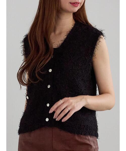 Te chichi(テチチ)の「金釦ポケットシャギーニットベスト(ベスト・レディース・オフホワイト/ブルー/ブラック・F)」の3枚目の写真