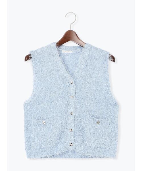 Te chichi(テチチ)の「金釦ポケットシャギーニットベスト(ベスト・レディース・オフホワイト/ブルー/ブラック・F)」の6枚目の写真