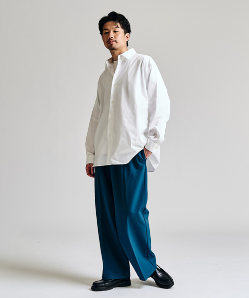 417 EDIFICE（フォーワンセブンエディフィス）の「Double Cloth  / ダブルクロス ワンタック イージーパンツ（スラックス・メンズ・ブラック/チャコールグレー/ベージュ/ブルー・SMALL/MEDIUM/LARGE）」の9枚目の写真