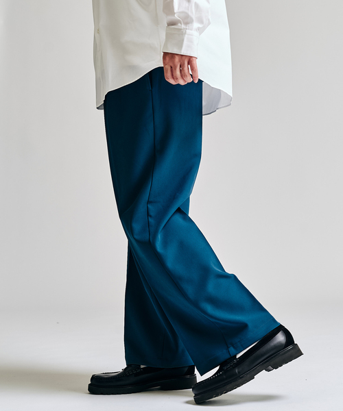 417 EDIFICE（フォーワンセブンエディフィス）の「Double Cloth  / ダブルクロス ワンタック イージーパンツ（スラックス・メンズ・ブラック/チャコールグレー/ベージュ/ブルー・SMALL/MEDIUM/LARGE）」の15枚目の写真