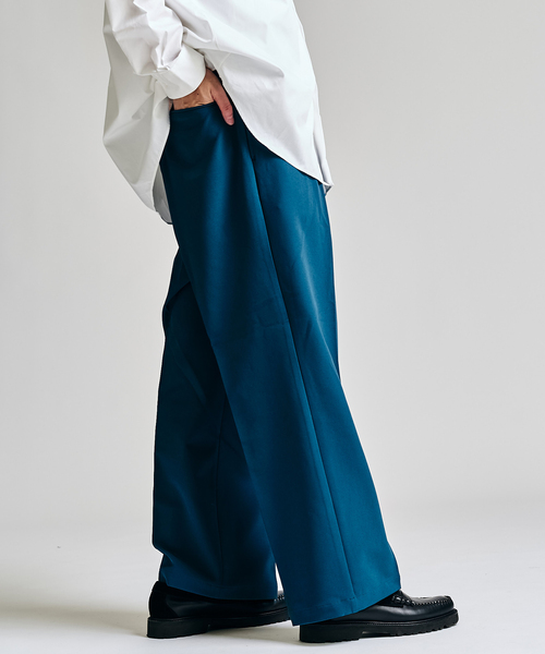 417 EDIFICE（フォーワンセブンエディフィス）の「Double Cloth  / ダブルクロス ワンタック イージーパンツ（スラックス・メンズ・ブラック/チャコールグレー/ベージュ/ブルー・SMALL/MEDIUM/LARGE）」の17枚目の写真