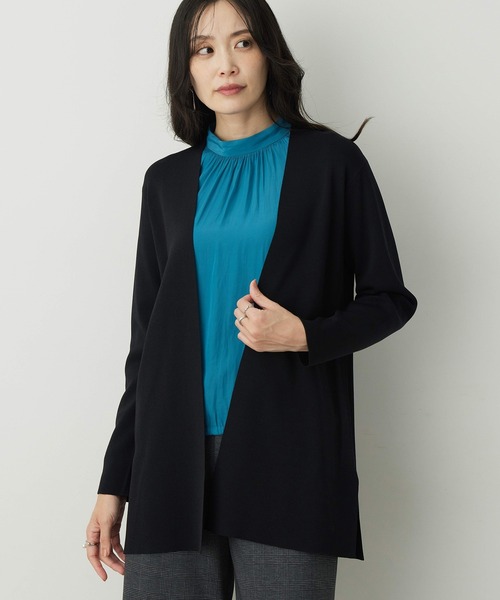 A/C DESIGN BY ALPHA CUBIC（エーシーデザインバイアルファキュービック）の「【きちんと感を演出】ロングニットカーディガン【洗える・毛玉ができにくい・大きいサイズあり】（カーディガン/ボレロ・レディース・モカ/ブルー/ブラック・LL/L/M/3L）」の12枚目の写真