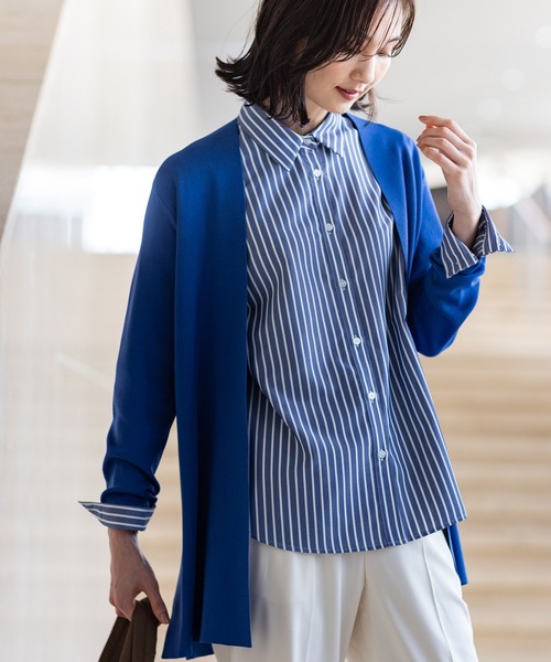 A/C DESIGN BY ALPHA CUBIC（エーシーデザインバイアルファキュービック）の「【きちんと感を演出】ロングニットカーディガン【洗える・毛玉ができにくい・大きいサイズあり】（カーディガン/ボレロ・レディース・モカ/ブルー/ブラック・LL/L/M/3L）」の18枚目の写真