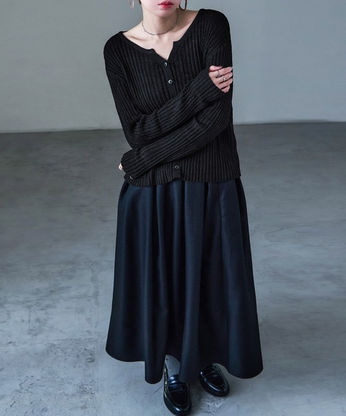 Fashion Letter(ファッションレター)の「キーネックカーディガン(カーディガン/ボレロ・レディース・ベージュ/チャコール/ブラック・FREE)」の14枚目の写真