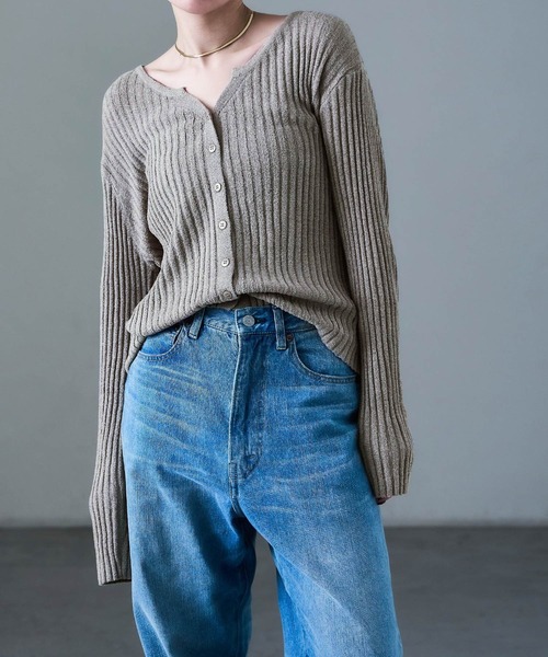 Fashion Letter(ファッションレター)の「キーネックカーディガン(カーディガン/ボレロ・レディース・ベージュ/チャコール/ブラック・FREE)」の21枚目の写真