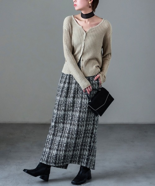 Fashion Letter(ファッションレター)の「キーネックカーディガン(カーディガン/ボレロ・レディース・ベージュ/チャコール/ブラック・FREE)」の4枚目の写真